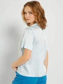 Blusa De Raso 'JDC' - Azul -TrendyModa Ventas blusa de raso jdc azul zq388 1 frb3
