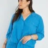 Blusa De Tejido De Crepé - AZUL -TrendyModa Ventas blusa de tejido de crepe azul ana05 1 frb1
