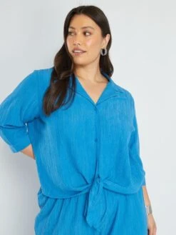 Blusa De Tejido De Crepé - AZUL 8 Blusa De Tejido De Crepé - AZUL -TrendyModa Ventas blusa de tejido de crepe azul ana05 1 frb3