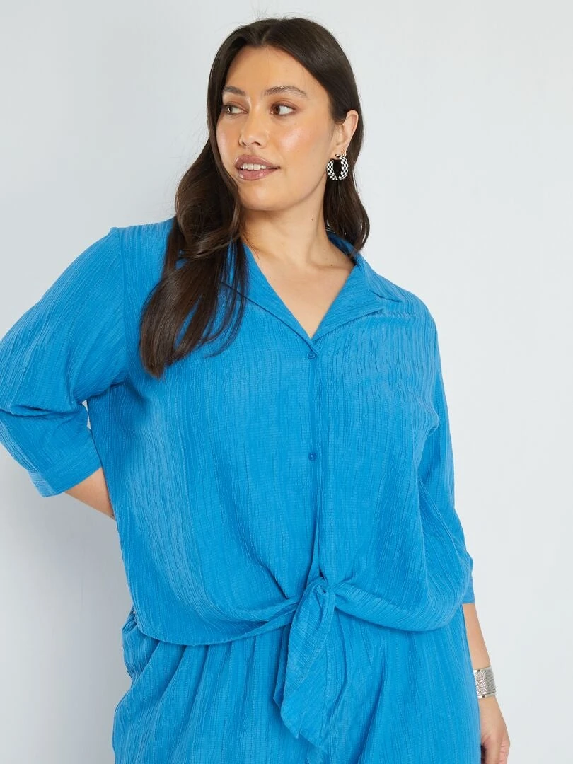 Blusa De Tejido De Crepé - AZUL 5 Blusa De Tejido De Crepé - AZUL - Imagen 3