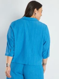 Blusa De Tejido De Crepé - AZUL 9 Blusa De Tejido De Crepé - AZUL -TrendyModa Ventas blusa de tejido de crepe azul ana05 1 frb4