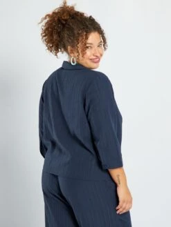 Blusa De Tejido De Crepé - Azul Oscuro -TrendyModa Ventas blusa de tejido de crepe azul oscuro ana05 2 frb4