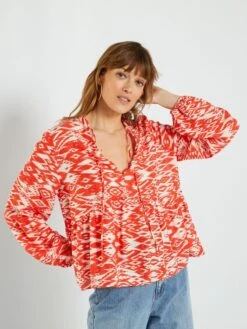 Blusa Estampada - ROJO -TrendyModa Ventas blusa estampada rojo ann16 3 frb4