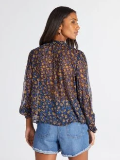 Blusa 'JDY' Con Estampado De Leopardo - AZUL -TrendyModa Ventas blusa jdy con estampado de leopardo azul amw62 2 frb3