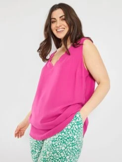 Blusa Lisa Con Cuello De Fantasía - Rosa -TrendyModa Ventas blusa lisa con cuello de fantasia rosa zo449 4 frb3