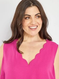 Blusa Lisa Con Cuello De Fantasía - Rosa -TrendyModa Ventas blusa lisa con cuello de fantasia rosa zo449 4 frb5