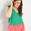 Blusa Lisa Con Cuello De Fantasía - Verde -TrendyModa Ventas blusa lisa con cuello de fantasia verde zo449 5 frb1