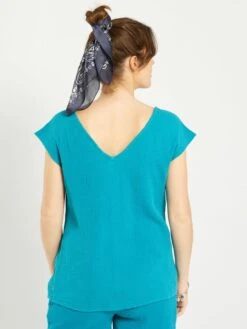 Blusa Premamá De Gasa De Algodón - AZUL 8 Blusa Premamá De Gasa De Algodón - AZUL -TrendyModa Ventas blusa premama de gasa de algodon azul aem03 2 frb3