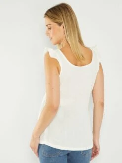 Blusa Premamá De Gasa De Algodón - Blanco -TrendyModa Ventas blusa premama de gasa de algodon blanco zr004 1 frb4