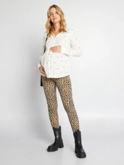 Blusa Premamá De Gasa De Algodón Con Estampado De Corazón - BLANCO