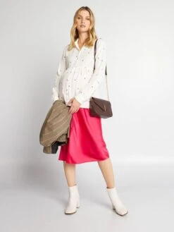 Blusa Premamá De Gasa De Algodón Con Estampado De Corazón - ROSA