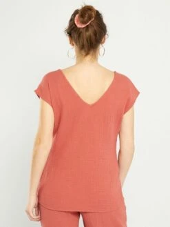 Blusa Premamá De Gasa De Algodón - ROJO -TrendyModa Ventas blusa premama de gasa de algodon rojo aem03 3 frb3