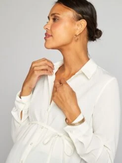 Blusa Premamá Entallada - Blanco -TrendyModa Ventas blusa premama entallada blanco ajq27 1 frb4