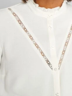 Blusa Punto Calado Premamá - Blanco -TrendyModa Ventas blusa punto calado premama blanco ajq19 1 frb4