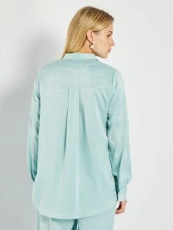 Blusa Satinada - AZUL -TrendyModa Ventas blusa satinada azul aea97 2 frb3