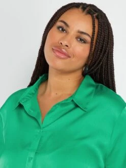 Blusa Satinada Con Cuello Italiano - Verde 13 Blusa Satinada Con Cuello Italiano - Verde -TrendyModa Ventas blusa satinada con cuello italiano verde adz94 4 frb6