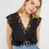 Blusa Satinada Con Encaje - Negro -TrendyModa Ventas blusa satinada con encaje negro acw46 4 frb1