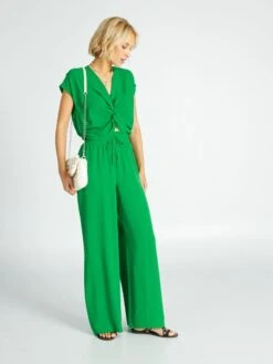 Blusa Satinada Crop Top - Verde 6 Blusa Satinada Crop Top - Verde -TrendyModa Ventas blusa satinada crop top verde amy91 2 frb2