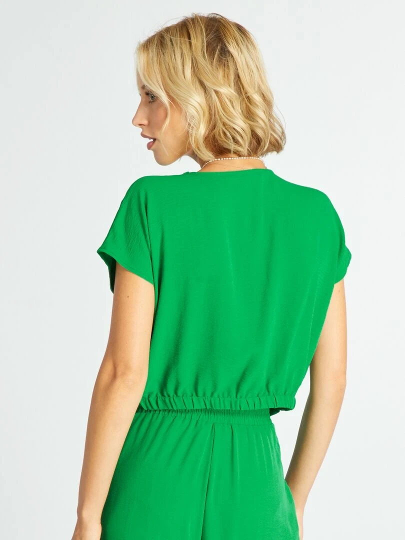 Blusa Satinada Crop Top - Verde 5 Blusa Satinada Crop Top - Verde - Imagen 3