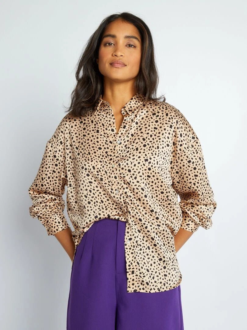 Blusa Satinada De Manga Larga - FXPOIBEIG 3 Blusa Satinada De Manga Larga - FXPOIBEIG