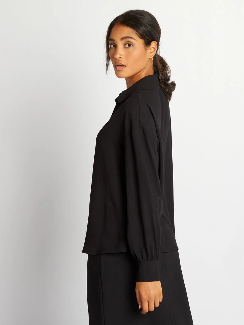 Blusa Vaporosa Con Cuello De Pico - Negro 6 Blusa Vaporosa Con Cuello De Pico - Negro - Imagen 4