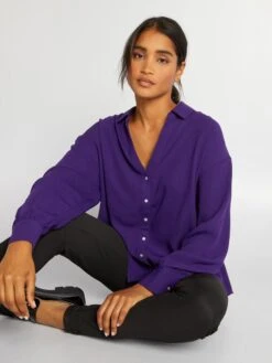 Blusa Vaporosa Con Cuello De Pico - PURPURA -TrendyModa Ventas blusa vaporosa con cuello de pico purpura ast35 1 frb6