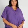 Blusa Vaporosa Con Cuello Italiano - PEDO MORADO -TrendyModa Ventas blusa vaporosa con cuello italiano pedo morado ato79 3 frb1