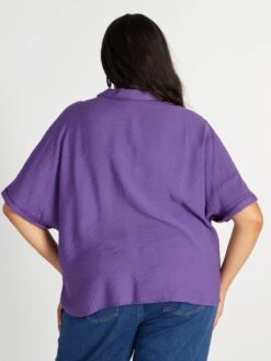 Blusa Vaporosa Con Cuello Italiano - PEDO MORADO -TrendyModa Ventas blusa vaporosa con cuello italiano pedo morado ato79 3 frb3