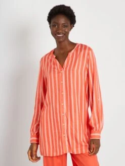 Blusa Vaporosa Con Cuello Mao - ROJO