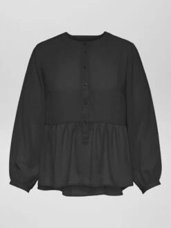 Blusa Vaporosa Con Cuello Redondo 'Only' - Negro