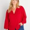 Blusa Vaporosa Con Cuello Sastre - ROJO -TrendyModa Ventas blusa vaporosa con cuello sastre rojo aix50 2 frb1