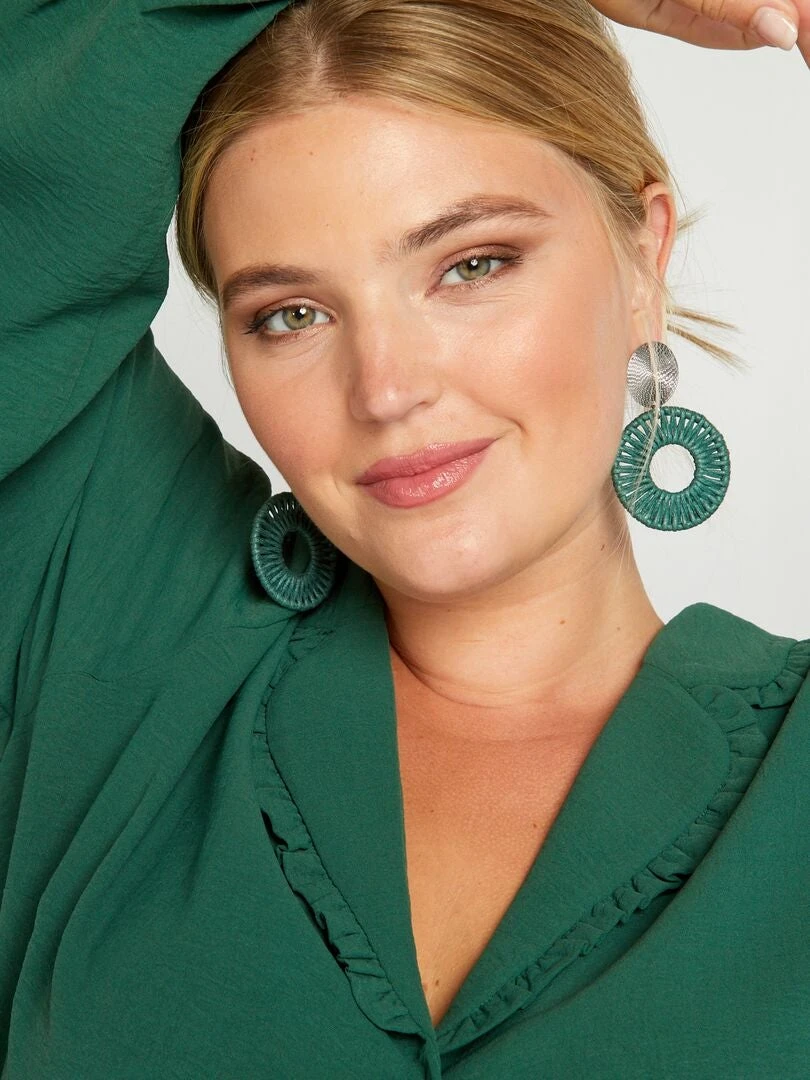 Blusa Vaporosa Con Cuello Sastre - Verde 6 Blusa Vaporosa Con Cuello Sastre - Verde - Imagen 4