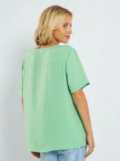 Blusa Vaporosa Con Escote De Pico 'JDY' - VERDE -TrendyModa Ventas blusa vaporosa con escote de pico jdy verde ain27 2 frb3