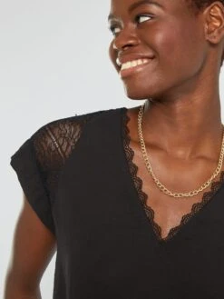 Blusa Vaporosa Con Escote De Pico - Negro 8 Blusa Vaporosa Con Escote De Pico - Negro -TrendyModa Ventas blusa vaporosa con escote de pico negro yz367 5 frb3