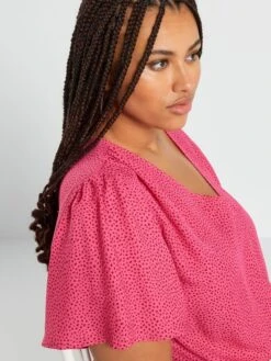 Blusa Vaporosa Con Escote De Pico - ROSA -TrendyModa Ventas blusa vaporosa con escote de pico rosa anj92 4 frb5