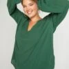Blusa Vaporosa Con Escote De Pico - Verde 2 Blusa Vaporosa Con Escote De Pico - Verde -TrendyModa Ventas blusa vaporosa con escote de pico verde aix49 2 frb1