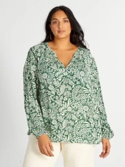 Blusa Vaporosa Con Escote De Pico - VERDEBISIM