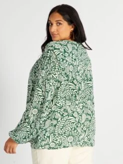 Blusa Vaporosa Con Escote De Pico - VERDEBISIM 8 Blusa Vaporosa Con Escote De Pico - VERDEBISIM -TrendyModa Ventas blusa vaporosa con escote de pico verdebisim aix49 3 frb3