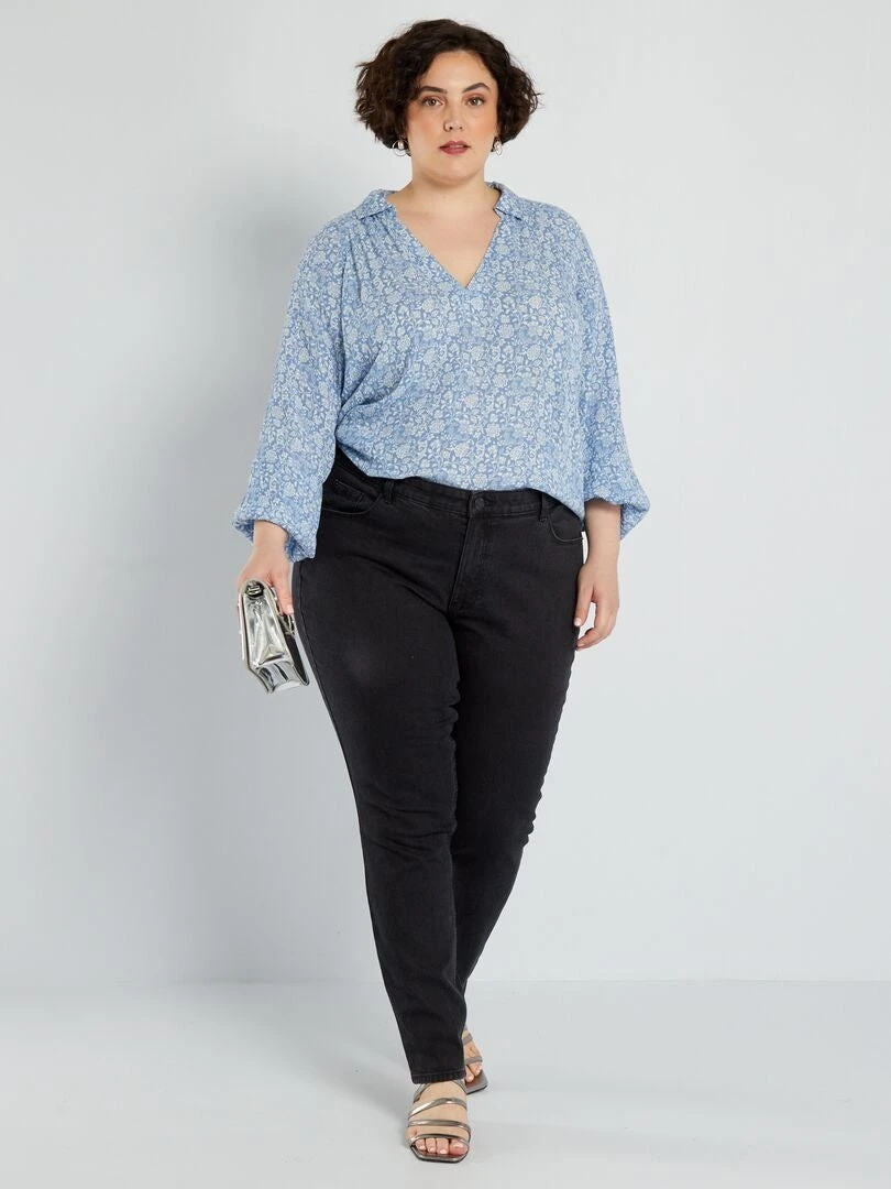 Blusa Vaporosa Con Estampado - AZUL 4 Blusa Vaporosa Con Estampado - AZUL - Imagen 2