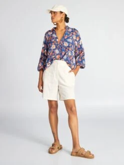 Blusa Vaporosa Con Estampado Cachemira - AZUL -TrendyModa Ventas blusa vaporosa con estampado cachemira azul acw58 1 frb2