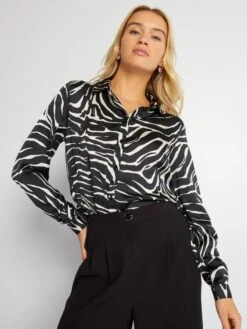 Blusa Vaporosa Con Estampado 'JDY' - Cebra -TrendyModa Ventas blusa vaporosa con estampado jdy cebra amw29 3 frb3