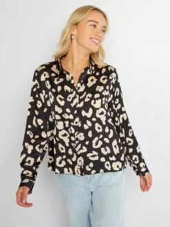 Blusa Vaporosa Con Estampado 'JDY' - Leopardo
