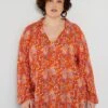 Blusa Vaporosa Con Estampado - NARANJA -TrendyModa Ventas blusa vaporosa con estampado naranja adz96 3 frb1