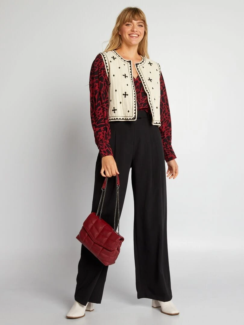 Blusa Vaporosa Con Estampado - Negro/rojo 4 Blusa Vaporosa Con Estampado - Negro/rojo - Imagen 2