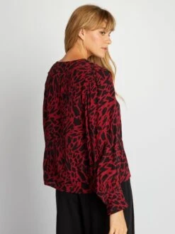 Blusa Vaporosa Con Estampado - Negro/rojo 10 Blusa Vaporosa Con Estampado - Negro/rojo -TrendyModa Ventas blusa vaporosa con estampado negrorojo ahz82 2 frb4