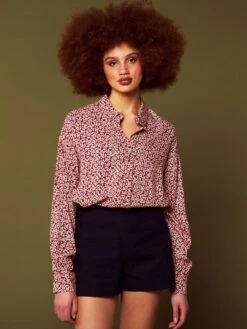 Blusa Vaporosa De Flores - ROJOWHBAS5