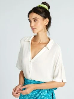 Blusa Vaporosa De Manga Corta - HO_NIEVE