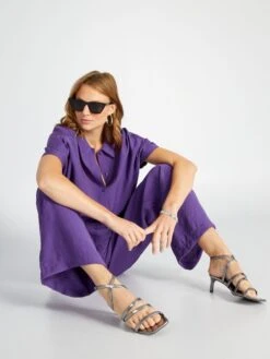 Blusa Vaporosa De Manga Corta - PURPURA 10 Blusa Vaporosa De Manga Corta - PURPURA -TrendyModa Ventas blusa vaporosa de manga corta purpura ato72 2 frb2