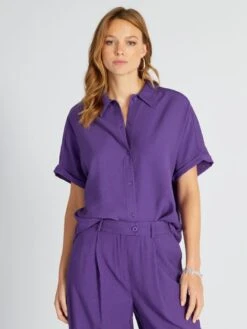 Blusa Vaporosa De Manga Corta - PURPURA 11 Blusa Vaporosa De Manga Corta - PURPURA -TrendyModa Ventas blusa vaporosa de manga corta purpura ato72 2 frb3