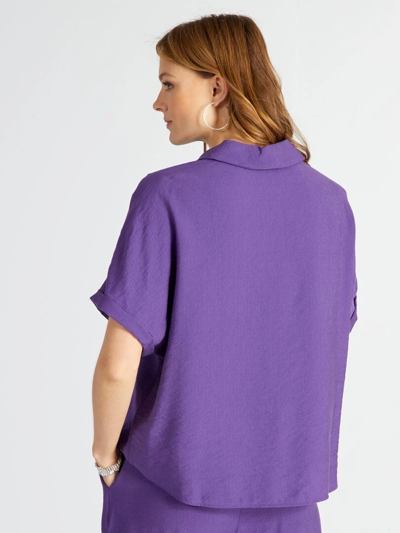 Blusa Vaporosa De Manga Corta - PURPURA 7 Blusa Vaporosa De Manga Corta - PURPURA - Imagen 5